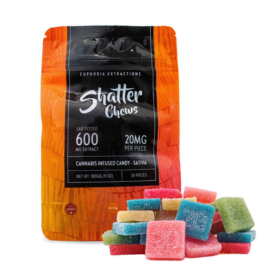 ee_chews_600_sativa Euphoria Extracts 600mg Sativa Party Pack Shatter Chews - Image 1